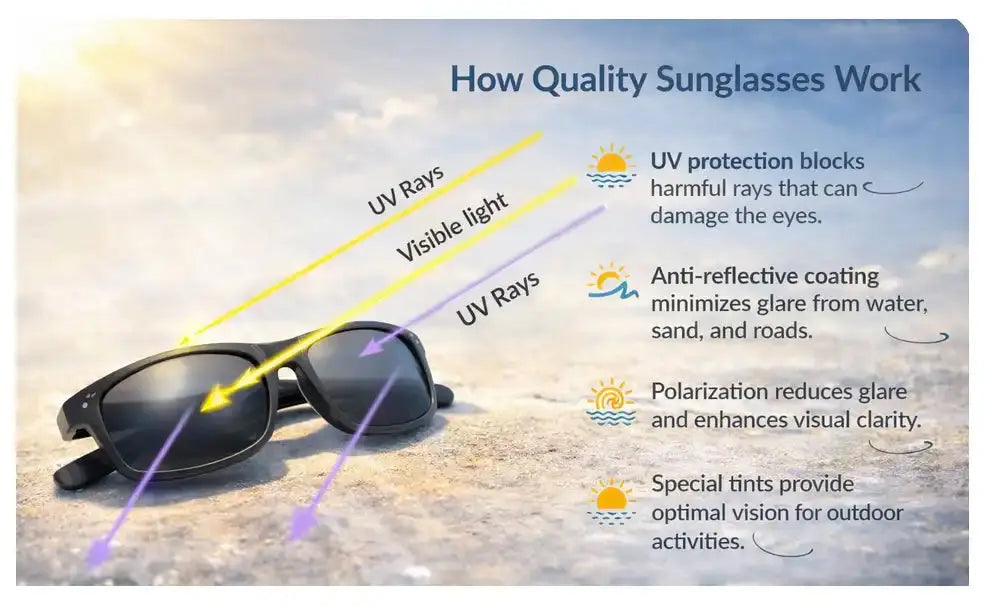 illustration of how quality sunglasses work