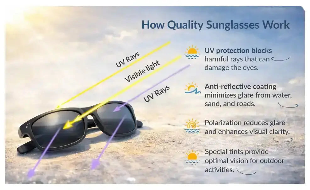 illustration of how quality sunglasses work