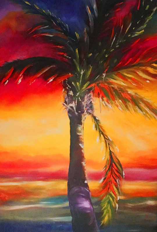 Sunset Palm Tree Painting